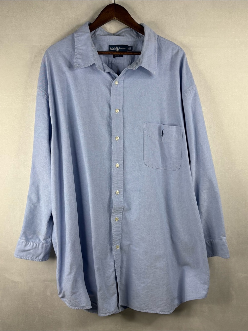Ralph Lauren Mens 5X Big Light Blue Button Up Shirt Long Sleeve Classic Fit